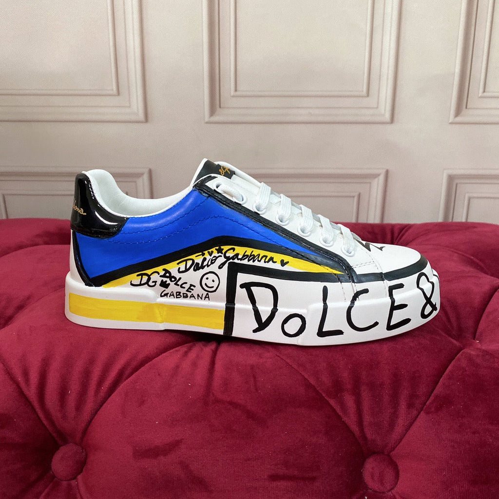 Dolce & Gabbana Portofino Graffiti Sneakers – Unisex Couple's Luxury Casual Shoes