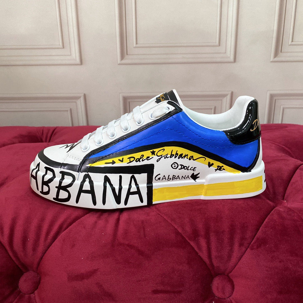 Dolce & Gabbana Portofino Graffiti Sneakers – Unisex Couple's Luxury Casual Shoes