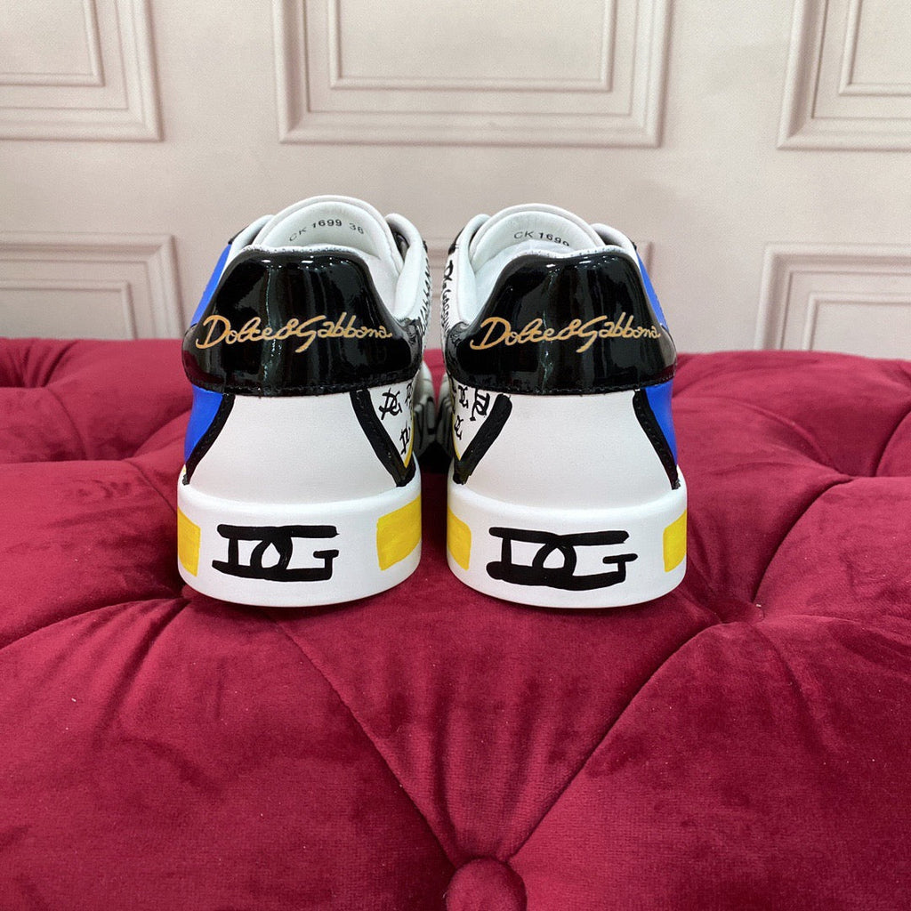 Dolce & Gabbana Portofino Graffiti Sneakers – Unisex Couple's Luxury Casual Shoes
