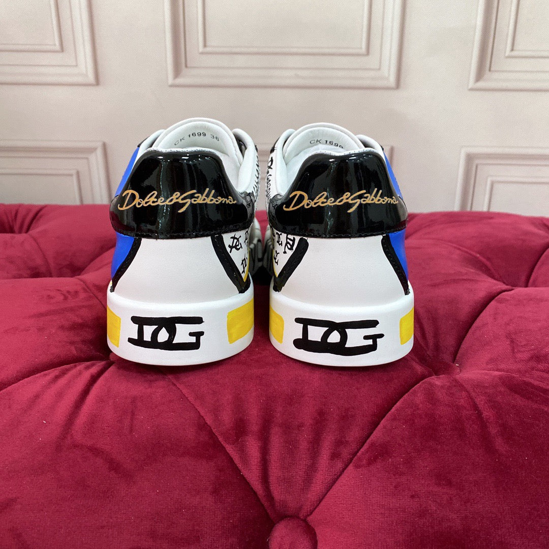 Dolce & Gabbana Portofino Graffiti Sneakers – Unisex Couple's Luxury Casual Shoes