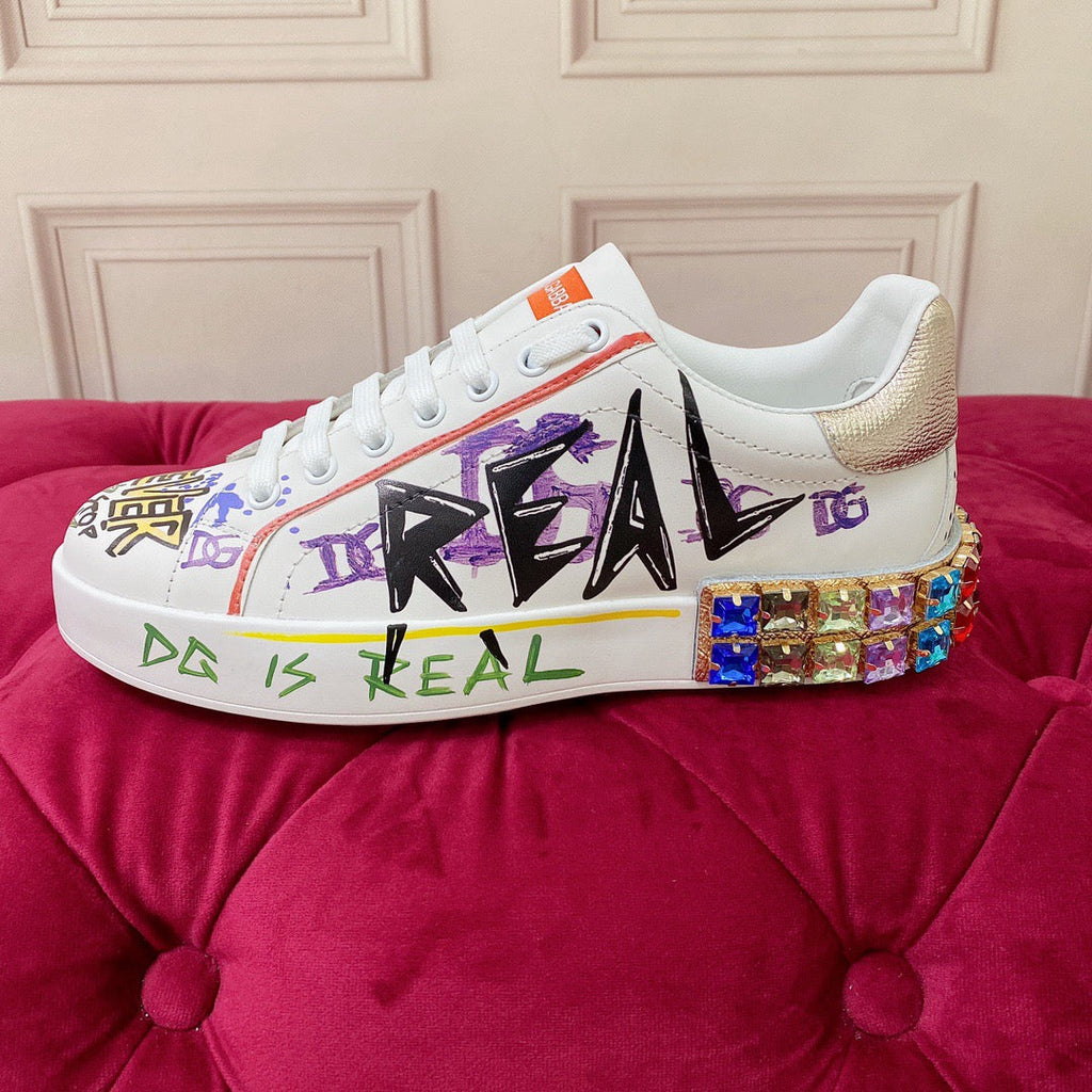 Dolce & Gabbana Portofino Graffiti Sneakers – Unisex Couple's Luxury Casual Shoes