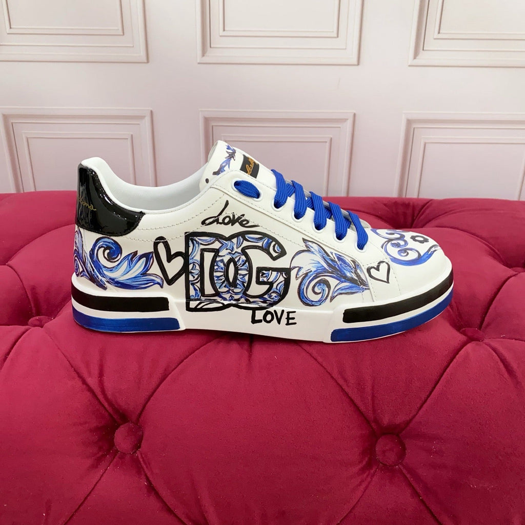Dolce & Gabbana Portofino Graffiti Sneakers – Unisex Couple's Luxury Casual Shoes