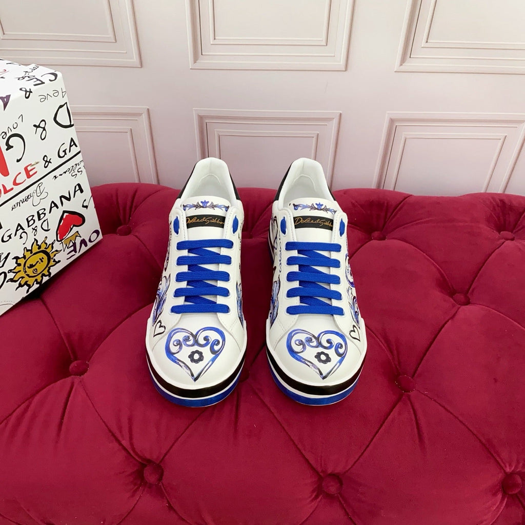 Dolce & Gabbana Portofino Graffiti Sneakers – Unisex Couple's Luxury Casual Shoes