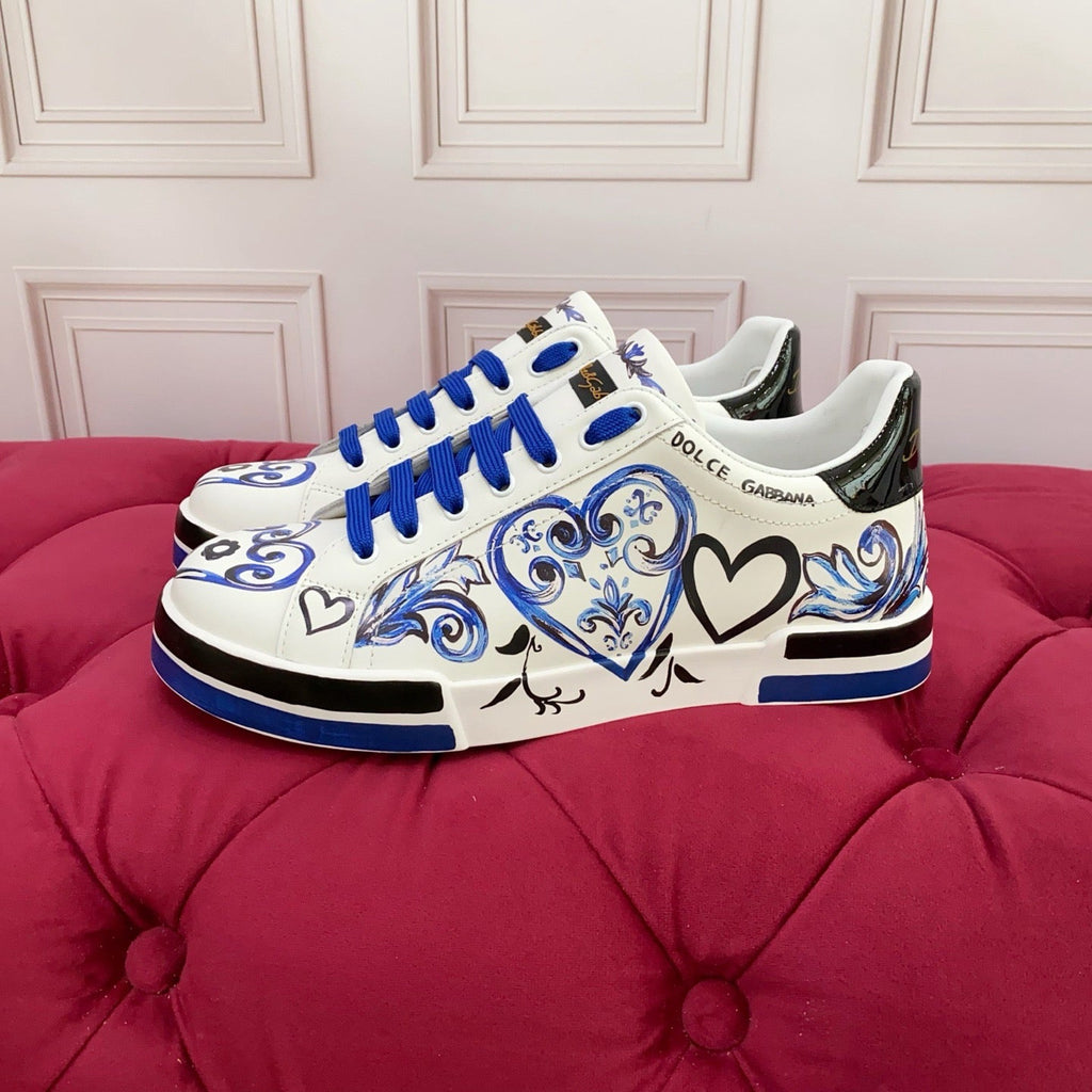 Dolce & Gabbana Portofino Graffiti Sneakers – Unisex Couple's Luxury Casual Shoes