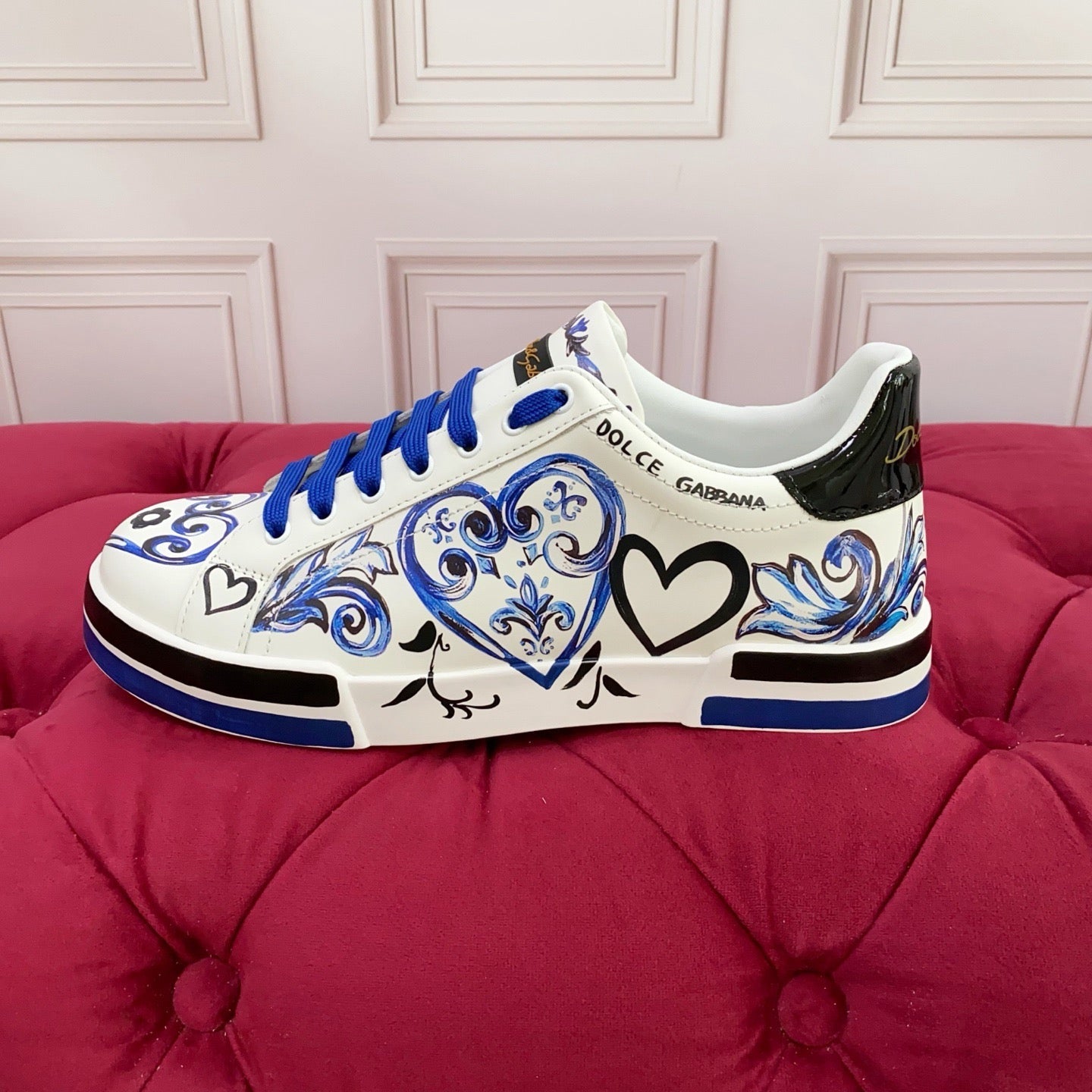 Dolce & Gabbana Portofino Graffiti Sneakers – Unisex Couple's Luxury Casual Shoes