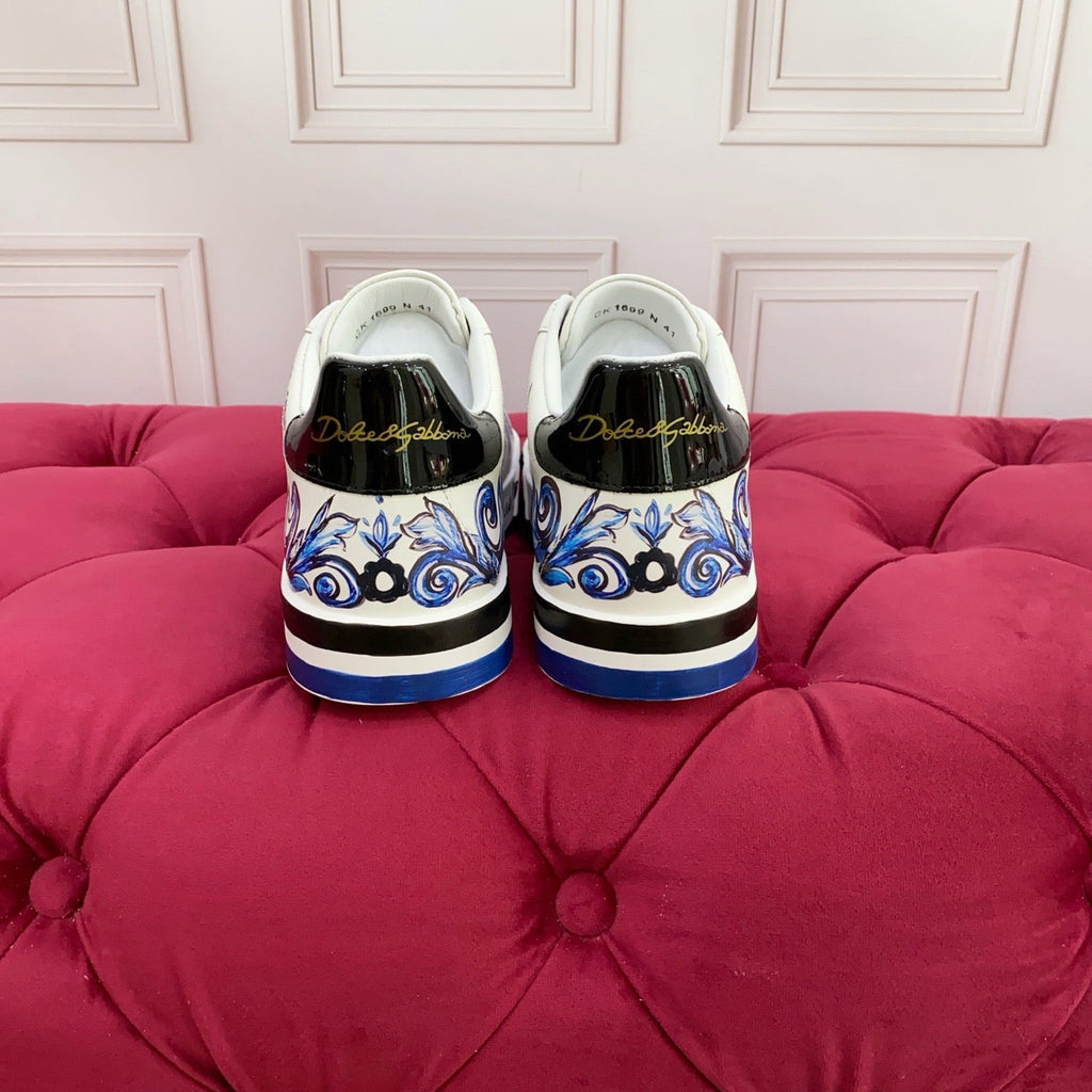Dolce & Gabbana Portofino Graffiti Sneakers – Unisex Couple's Luxury Casual Shoes