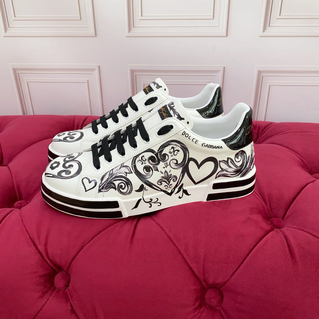 Dolce & Gabbana Portofino Graffiti Sneakers – Unisex Couple's Luxury Casual Shoes
