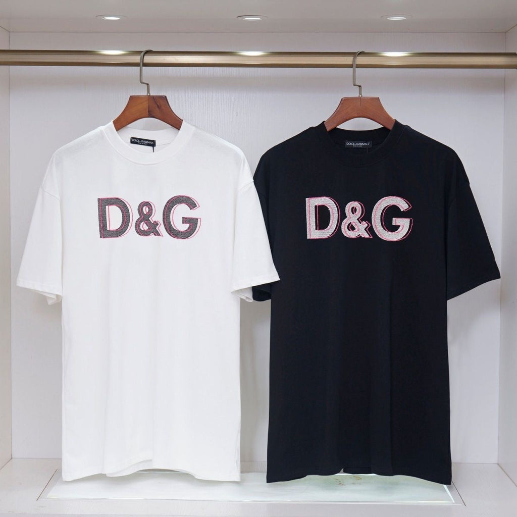 DOLCE&GABBANA DG Logo Print Pure Cotton T-Shirt – Black & White | S–XXL