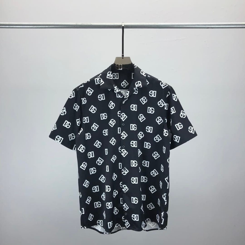 Dolce & Gabbana DG Black & White Bandana Print Short-Sleeve Shirt