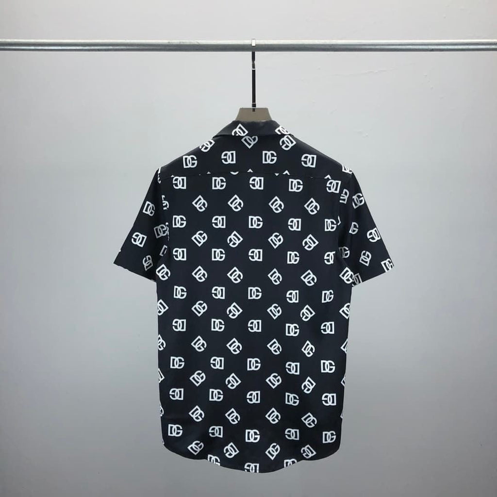 Dolce & Gabbana DG Black & White Bandana Print Short-Sleeve Shirt