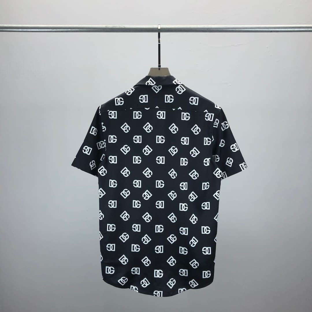 Dolce & Gabbana DG Black & White Bandana Print Short-Sleeve Shirt