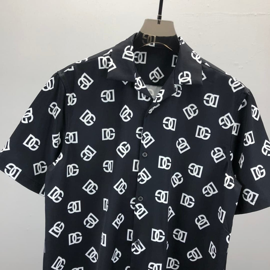 Dolce & Gabbana DG Black & White Bandana Print Short-Sleeve Shirt