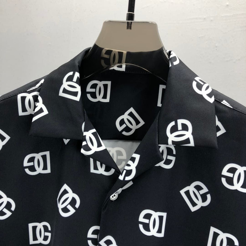 Dolce & Gabbana DG Black & White Bandana Print Short-Sleeve Shirt