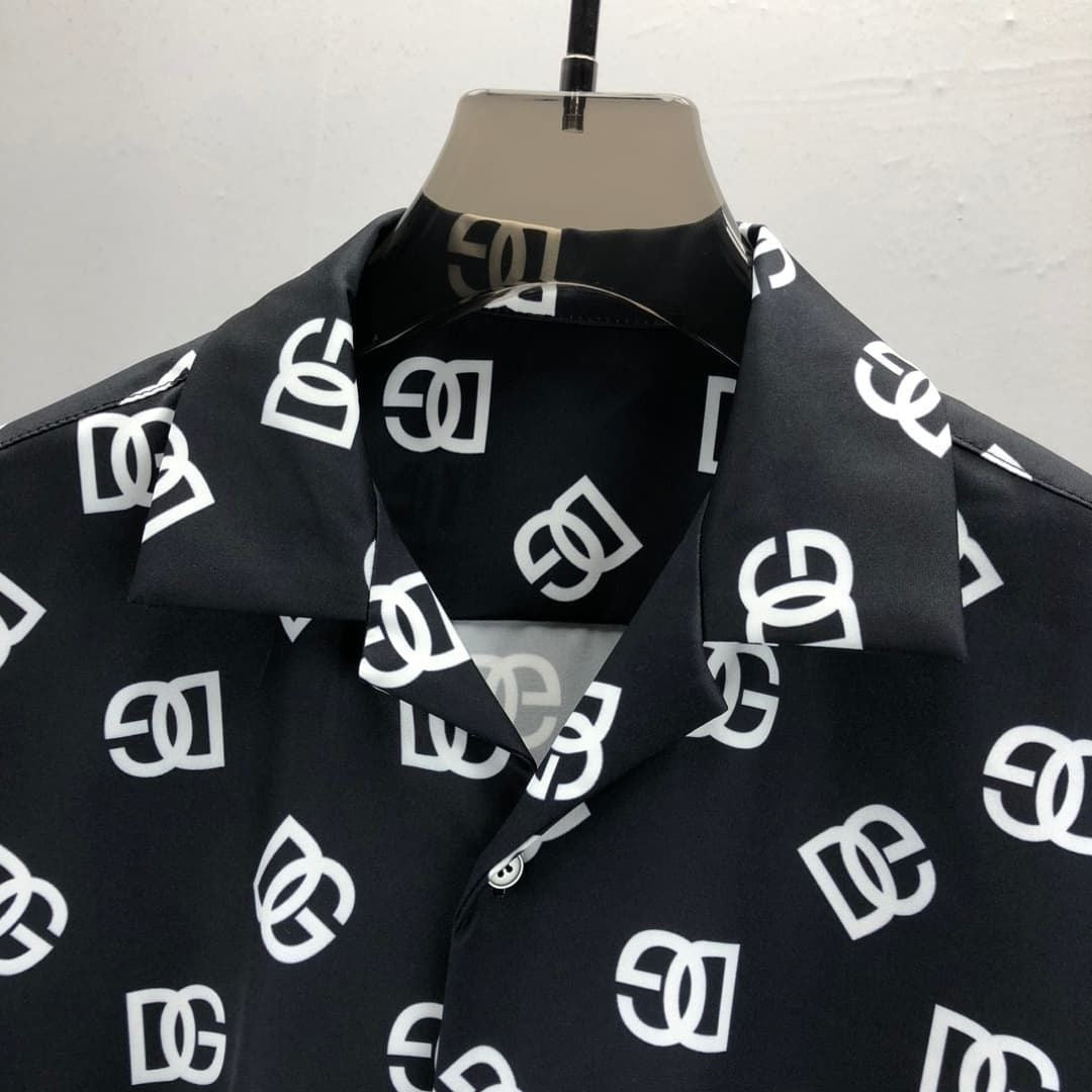 Dolce & Gabbana DG Black & White Bandana Print Short-Sleeve Shirt