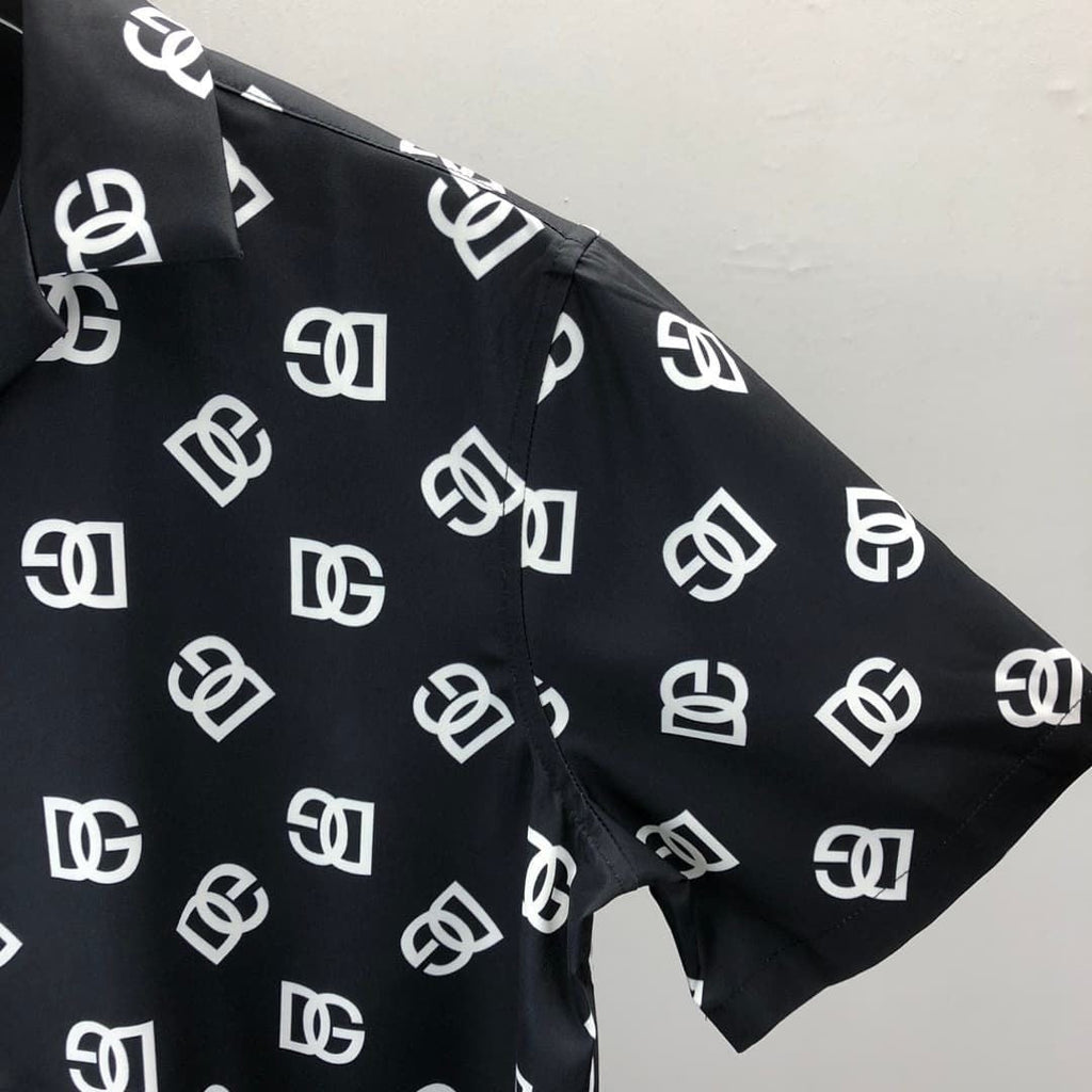 Dolce & Gabbana DG Black & White Bandana Print Short-Sleeve Shirt