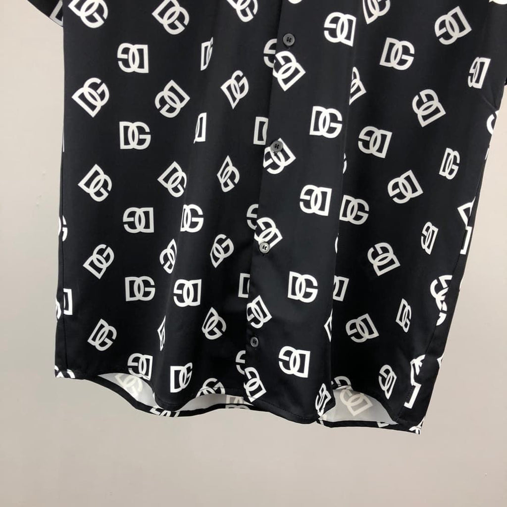 Dolce & Gabbana DG Black & White Bandana Print Short-Sleeve Shirt