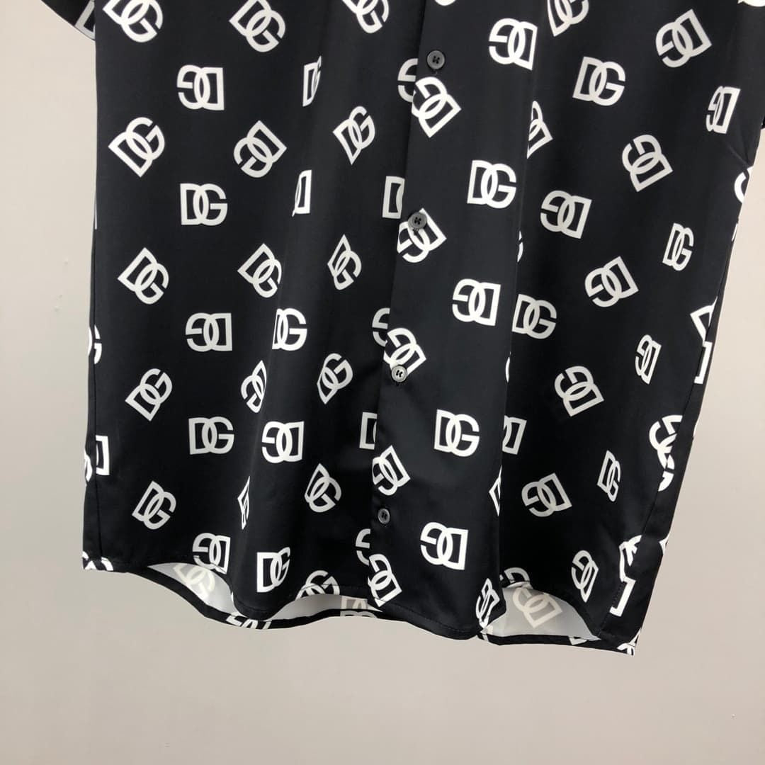 Dolce & Gabbana DG Black & White Bandana Print Short-Sleeve Shirt