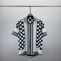 Dolce & Gabbana DG Baroque Scroll Print Short-Sleeve Button-Down Shirt | White & Navy
