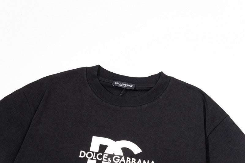 DOLCE&GABBANA DG Logo Print Pure Cotton T-Shirt – Black & White | S–XXL