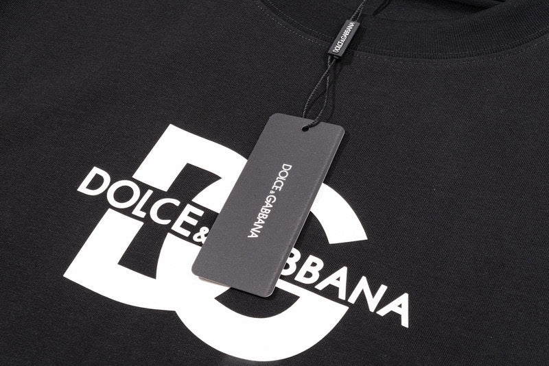 DOLCE&GABBANA DG Logo Print Pure Cotton T-Shirt – Black & White | S–XXL
