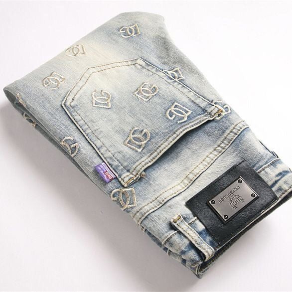 Dolce & Gabbana DG VIBE3 Embroidered Logo Slim Fit Jeans