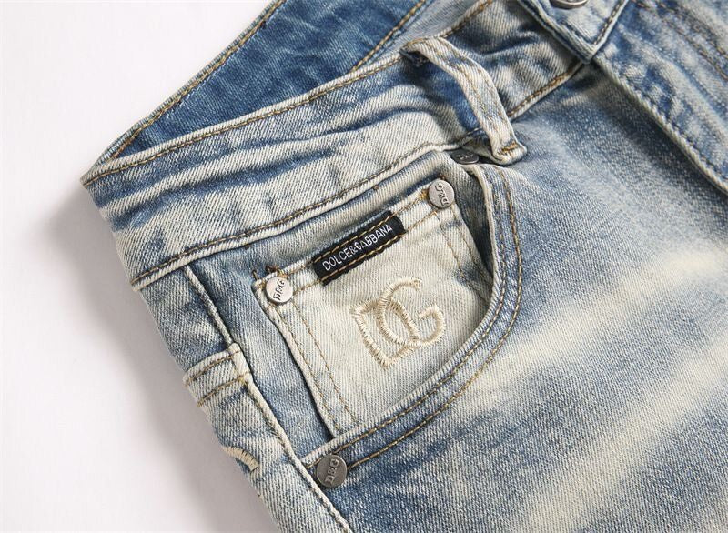 Dolce & Gabbana DG VIBE3 Embroidered Logo Slim Fit Jeans
