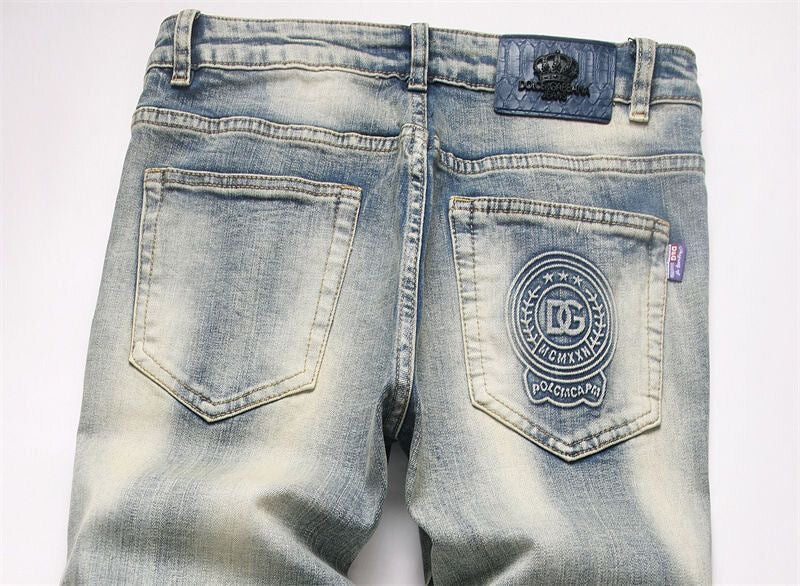 Dolce & Gabbana DG VIBE3 Embroidered Logo Slim Fit Jeans