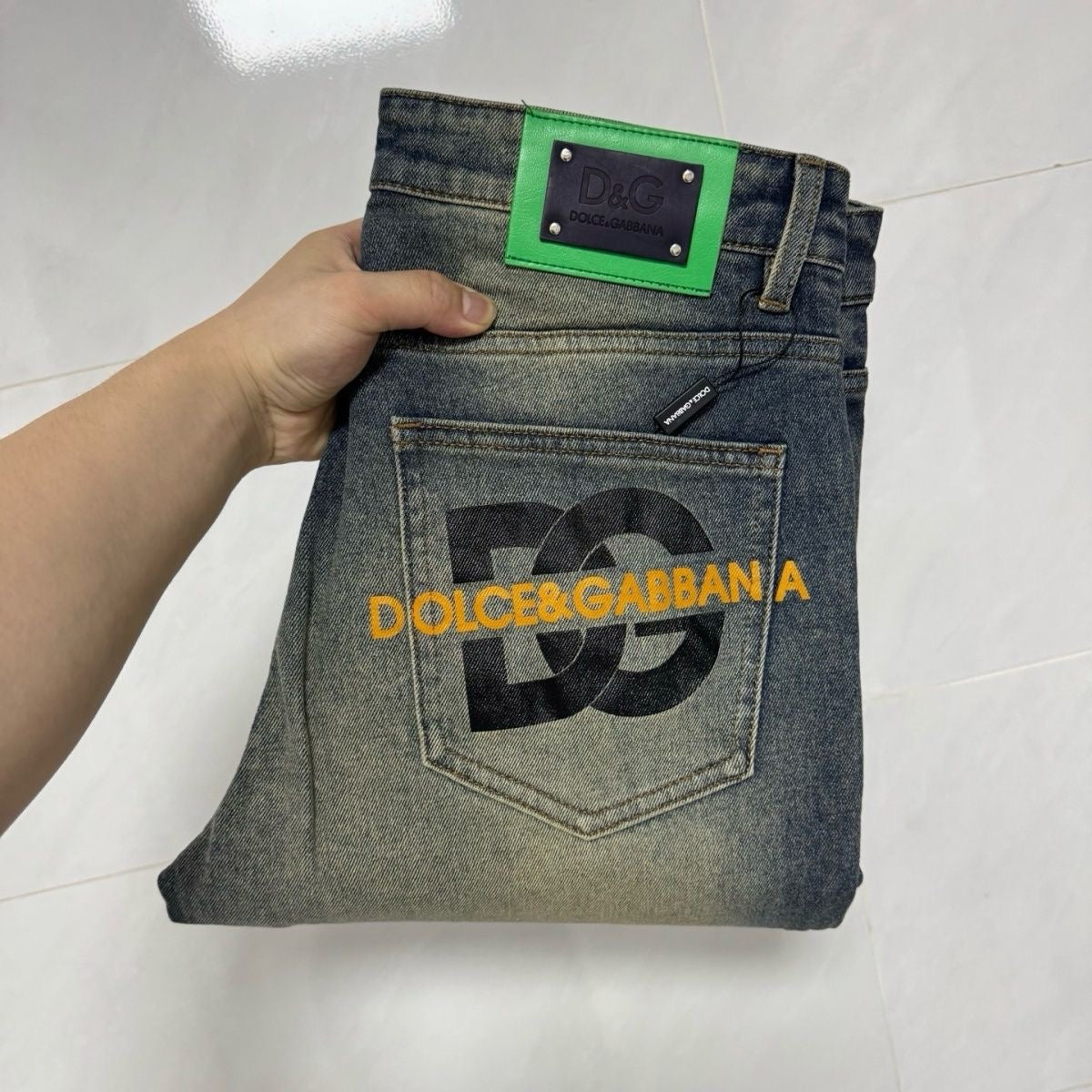 Dolce & Gabbana DG VIBE3 Embroidered Logo Slim Fit Jeans