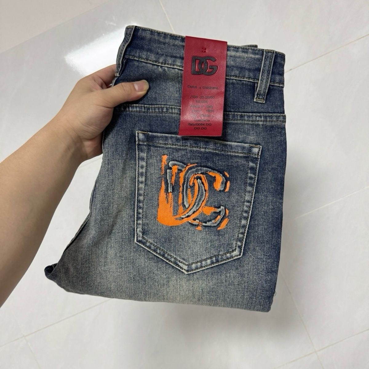 Dolce & Gabbana DG VIBE3 Embroidered Logo Slim Fit Jeans