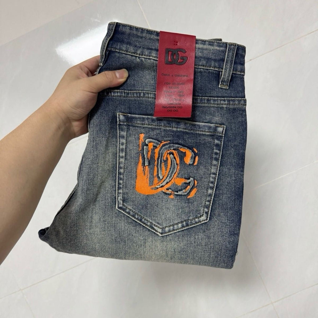 Dolce & Gabbana DG VIBE3 Embroidered Logo Slim Fit Jeans