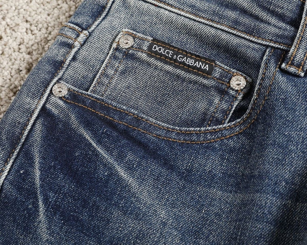 Dolce & Gabbana DG VIBE3 Embroidered Logo Slim Fit Jeans