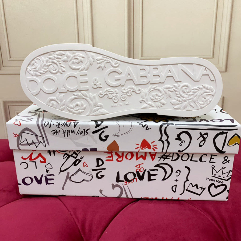 Dolce & Gabbana Portofino Graffiti Sneakers – Unisex Couple's Luxury Casual Shoes
