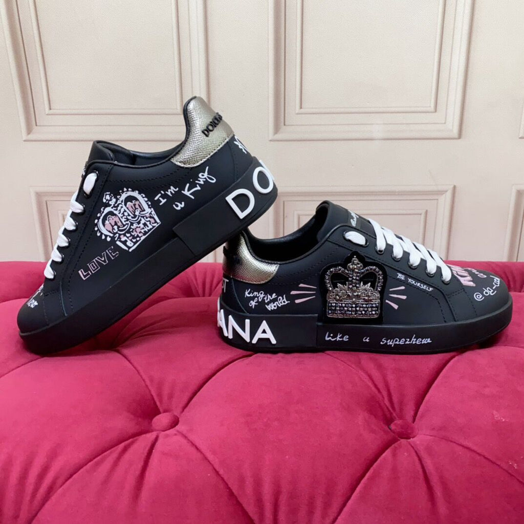 Dolce & Gabbana Portofino Graffiti Sneakers – Unisex Couple's Luxury Casual Shoes