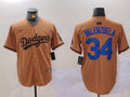 Men's Los Angeles Dodgers Fernando Valenzuela #34 Brown Game Player Jerseys