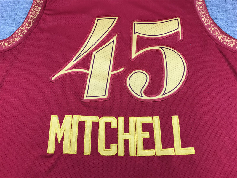 Men's Cleveland Cavaliers Donovan Mitchell #45 Wine 2023/24 Swingman Jerseys - City Edition