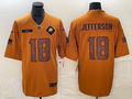 Men's Minnesota Vikings Justin Jefferson #18 Brown 2023 Salute To Service Limited Jerseys