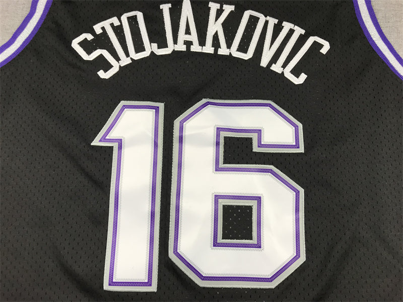 Men's Sacramento Kings Peja Stojakovic #16 Black Hardwood Classics Swingman Jerseys