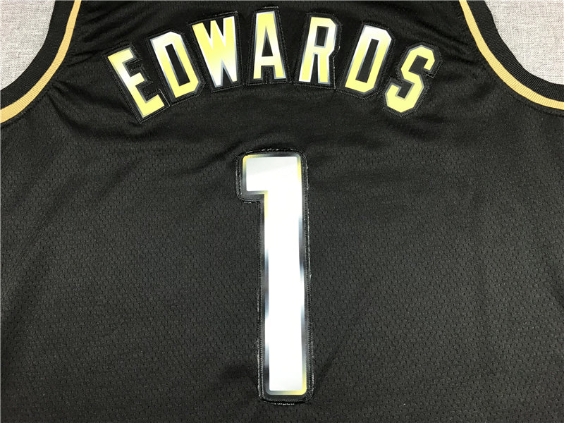 Men's Minnesota Timberwolves Anthony Edwards #1 Black Swingman Jerseys
