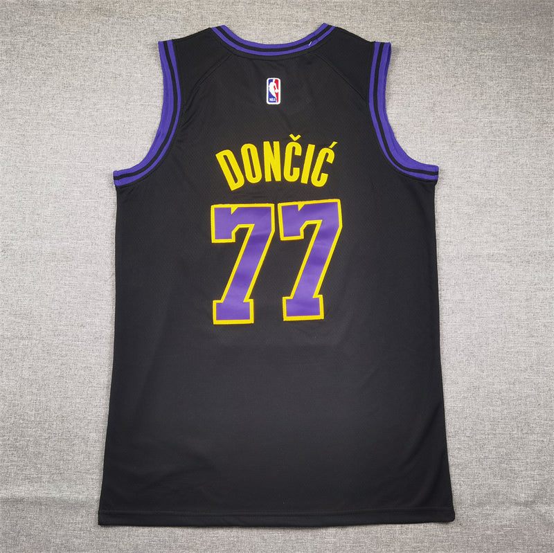 Men's Los Angeles Lakers Luka Doncic #77 Black 2023/24 Swingman Jerseys - City Edition