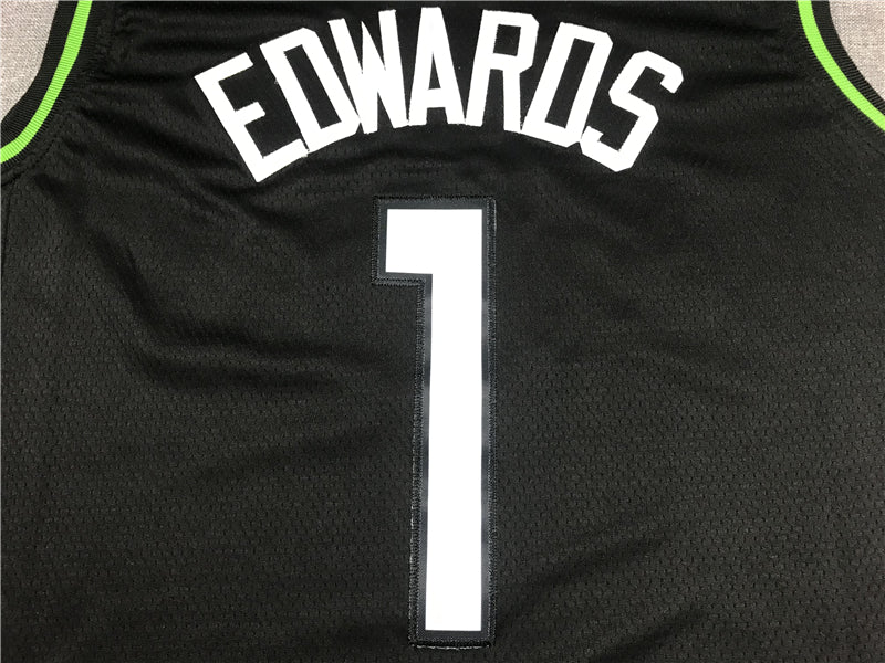 Men's Minnesota Timberwolves Anthony Edwards Black Swingman Jerseys City Edition