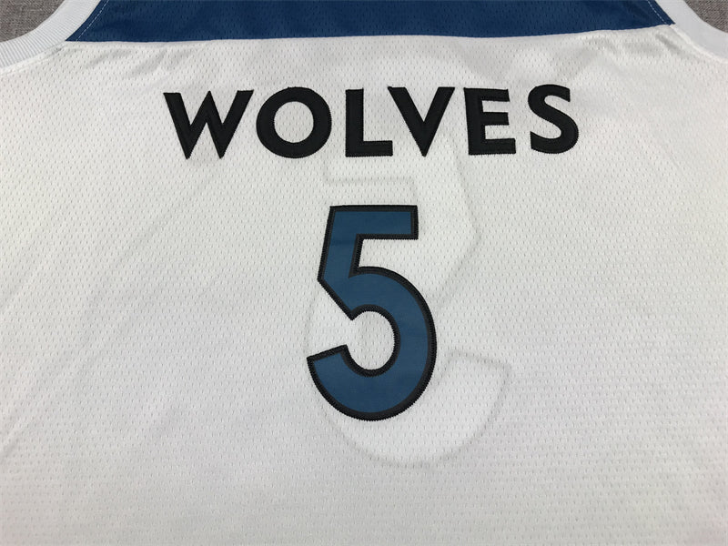 Men's Minnesota Timberwolves Anthony Edwards #5 White Swingman Jerseys - Association Edition