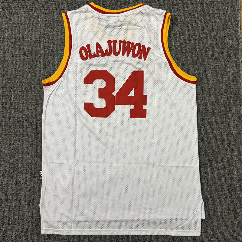 Men's Houston Rockets Hakeem Olajuwon #34 White Hardwood Classics Swingman Jerseys