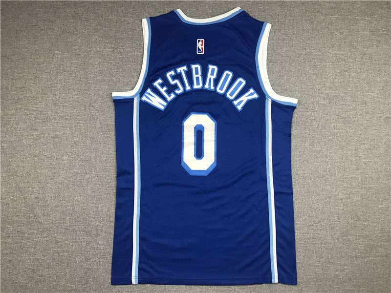 Men's Los Angeles Lakers Russell Westbrook Blue Hardwood Classic Swingman Jerseys