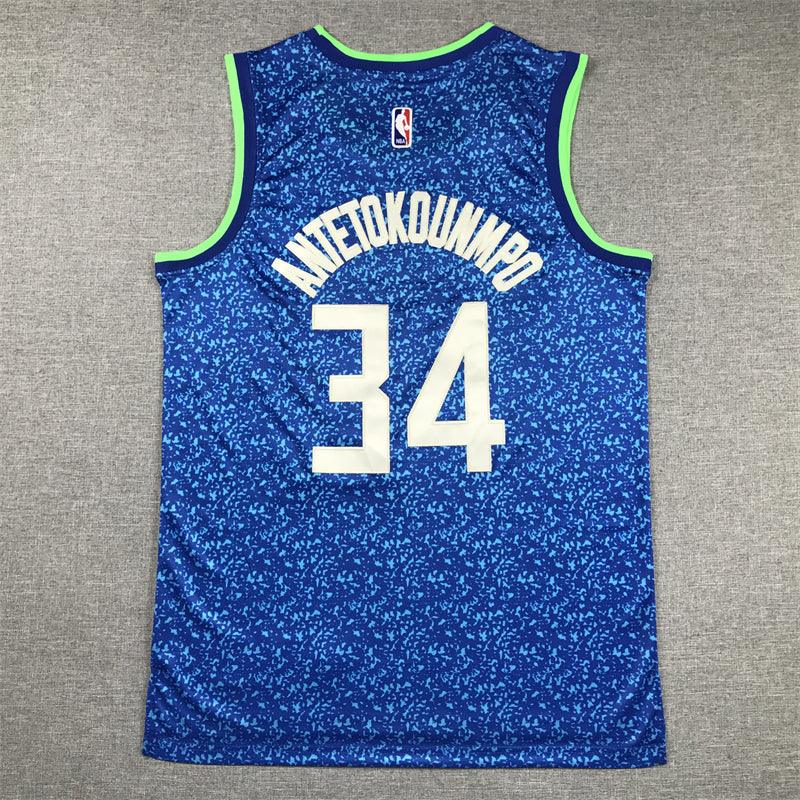 Men's Milwaukee Bucks Giannis Antetokounmpo #34 Blue 2023/24 Swingman Jerseys - City Edition