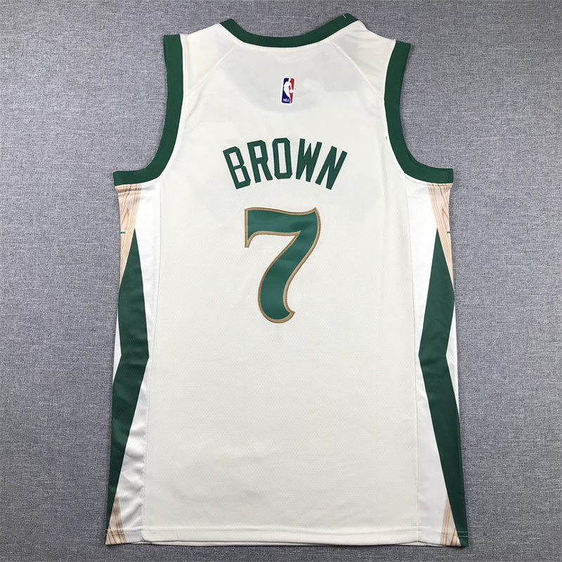 Men's Boston Celtics Jaylen Brown #7 White 2023/24 Swingman Jerseys - City Edition