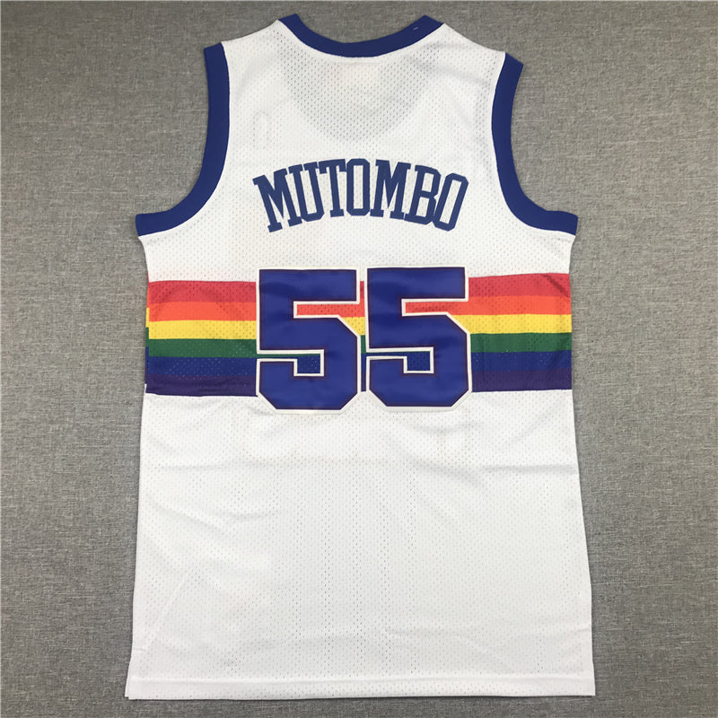Men's Denver Nuggets Dikembe Mutombo 1991-92 White Hardwood Classics Swingman Jerseys