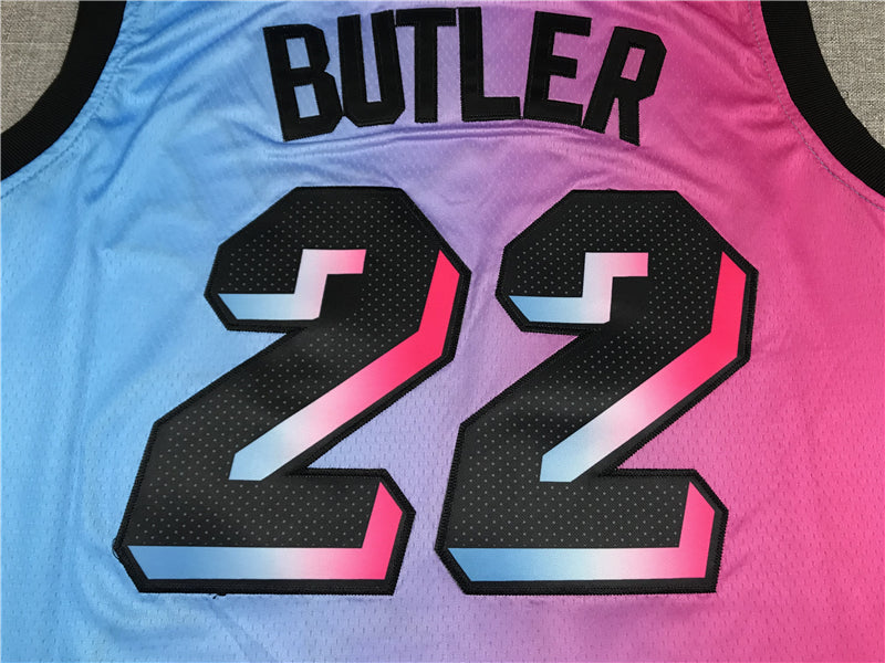 Men's Miami Heat Jimmy Butler #22 NBA Pink Blue Swingman Jerseys - City Edition