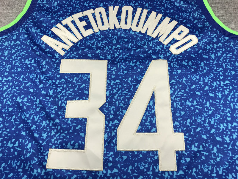 Men's Milwaukee Bucks Giannis Antetokounmpo #34 Blue 2023/24 Swingman Jerseys - City Edition