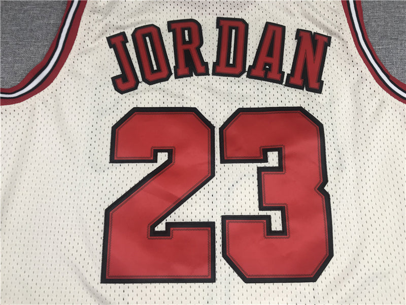 Men's Chicago Bulls Michael Jordan #23 Cream 1995-96 Hardwood Classics Jerseys
