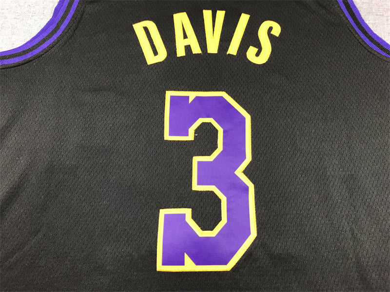 Men's Los Angeles Lakers Anthony Davis #3 Black 2023/24 Swingman Jerseys - City Edition
